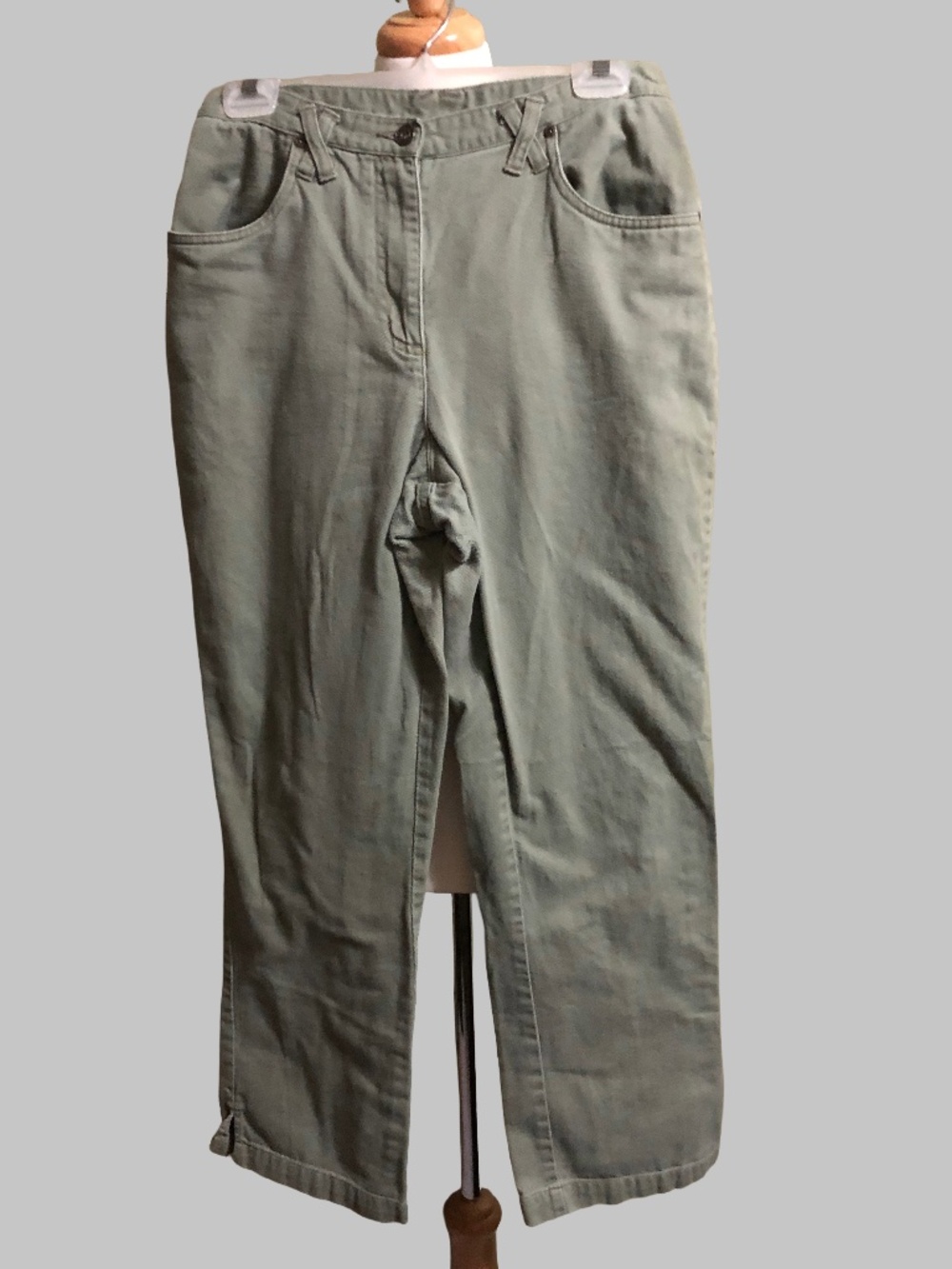 90s Christopher & Banks High-Rise Relaxed Sage Green Jeans 8 Flawed